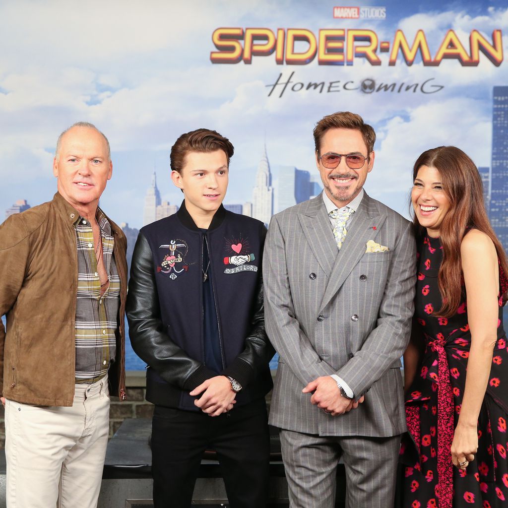 M. Keaton, T. Holland, R. Downey Jr. und M. Tomei beim "Spider-Man: Homecoming" Photocall 2017