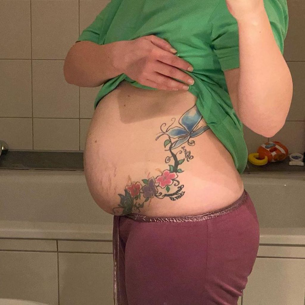Vanessa Schneiders Bauch sieben Wochen nach der Geburt