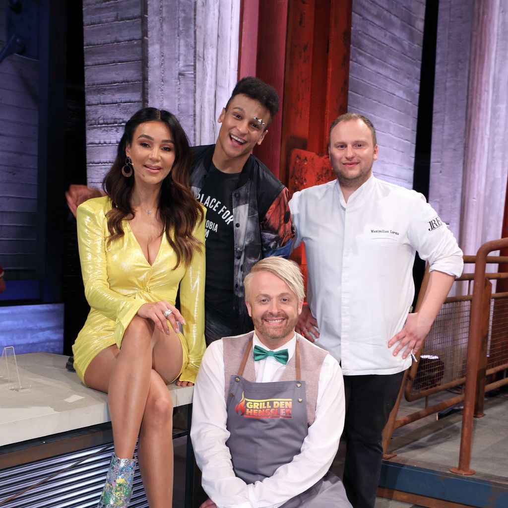 Verona Pooth, Prince Damien, Kochcoach Maximilian Lorenz und Ross Antony bei "Grill den Henssler"