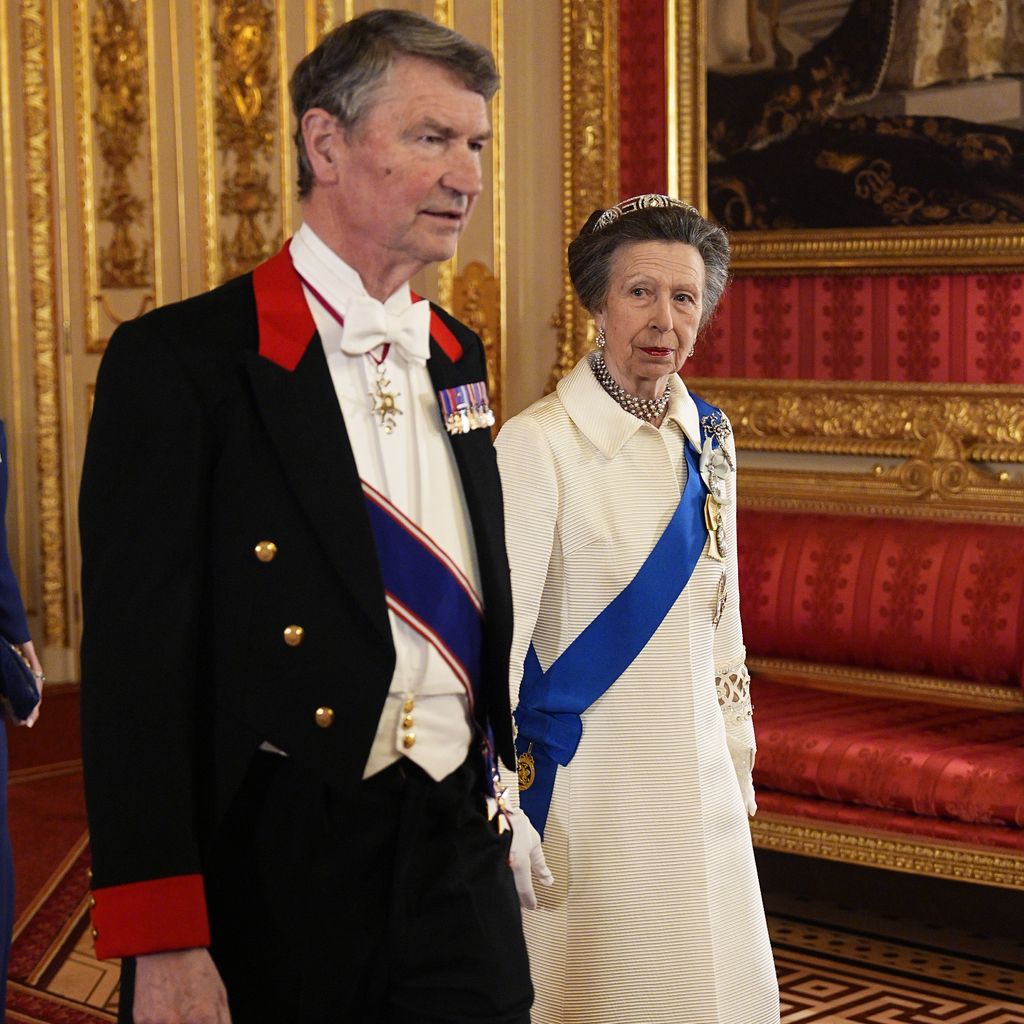 Vice Admiral Sir Tim Laurence und Princess Royal Anne vor dem Staatsbankett auf Schloss Windsor