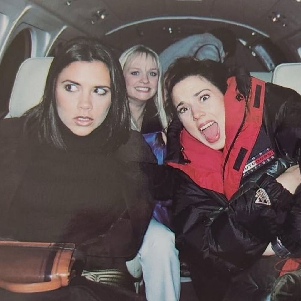 Victoria Beckham, Melanie C und Emma Bunton 1997 in einem Privatjet
