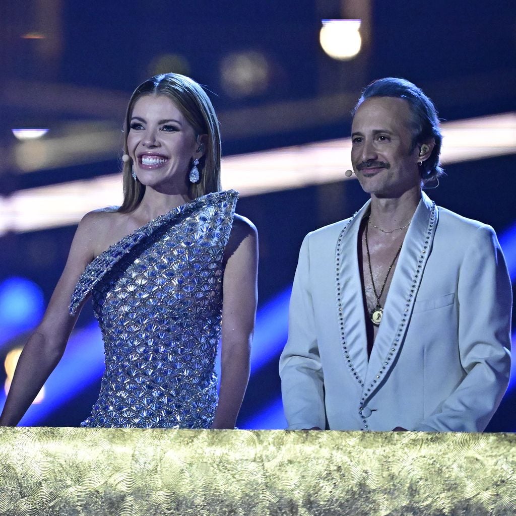 Victoria Swarovski und Michael Ostrowski bei der ESC-2026-Abstimmung in der Wiener Stadthalle