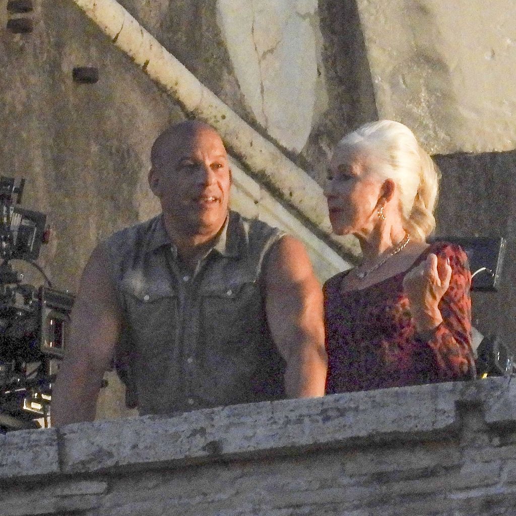 Vin Diesel und Helen Mirren am "Fast & Furious"-Set