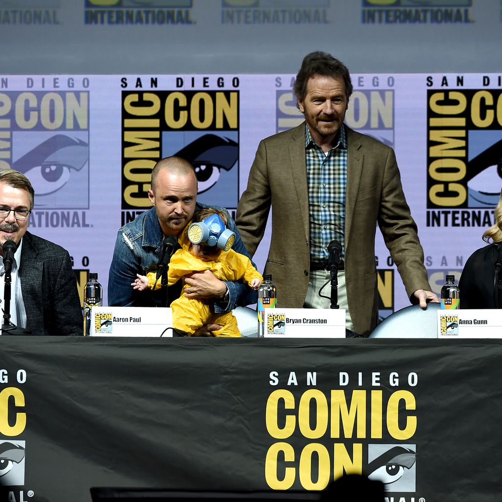 Vince Gilligan, Aaron Paul, Annabelle Paul, Bryan Cranston und Anna Gunn bei der Comic Con