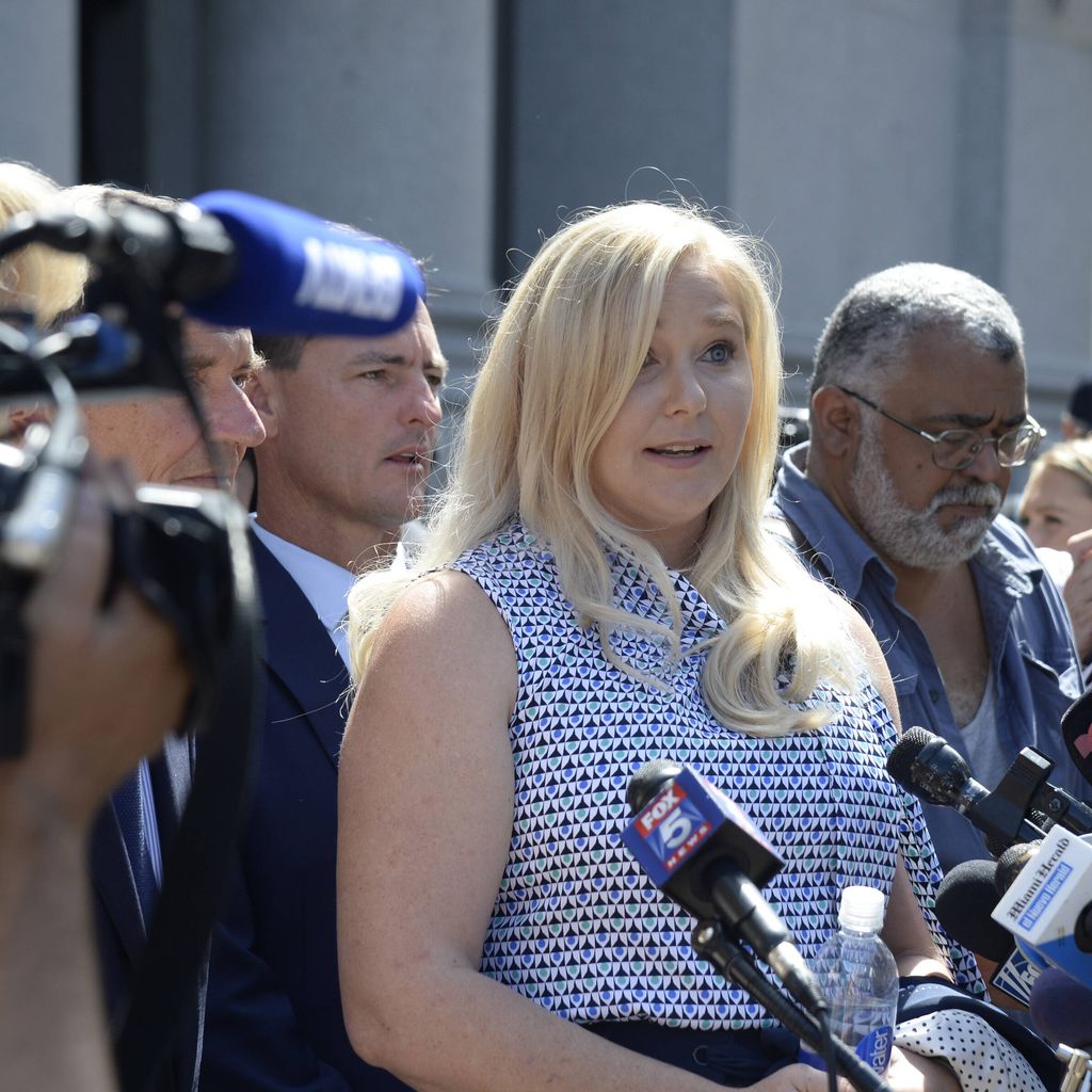 Virginia Roberts Giuffre spricht auf einer Pressekonferenz in New York am 27. August 2019
