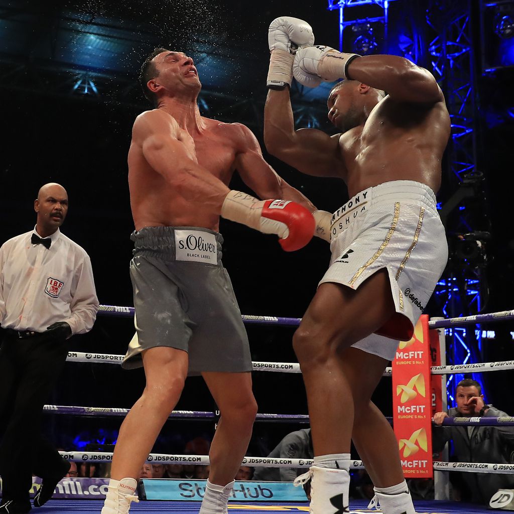 Wladimir Klitschko und Anthony Joshua während des Schwergewichtskampfs