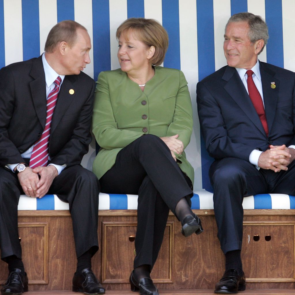 Wladimir Putin, Angela Merkel und George W. Bush beim G8-Gipfel in Heiligendamm, 2007