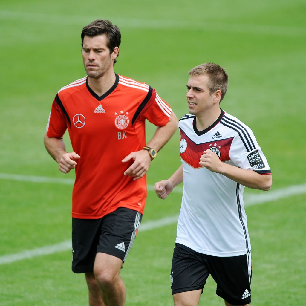 Yann-Benjamin Kugel und Philipp Lahm beim Training