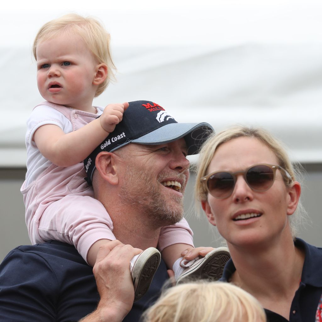 Zara Tindall mit ihrem Mann Mike Tindall und ihrer Tochter Lena, August 2019