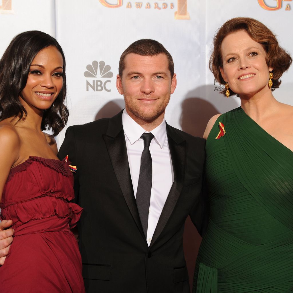 Zoe Saldana, Sam Worthington und Sigourney Weaver bei den Golden Globes in Beverly Hills