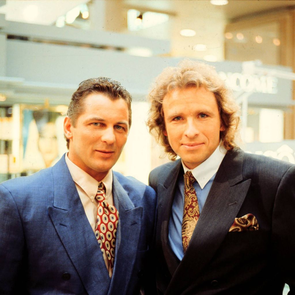 Heinz Hoenig und Thomas Gottschalk in "Eine Frau namens Harry", 1990