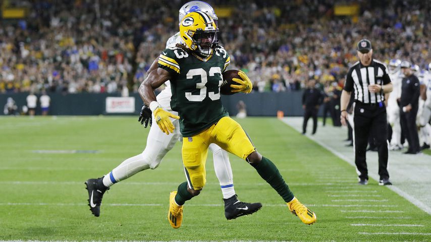 Aaron Jones beim Spiel der Green Bay Packers gegen die Detroit Lions im September 2021