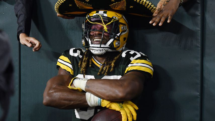 Aaron Jones beim Spiel der Green Bay Packers gegen die Detroit Lions im September 2021
