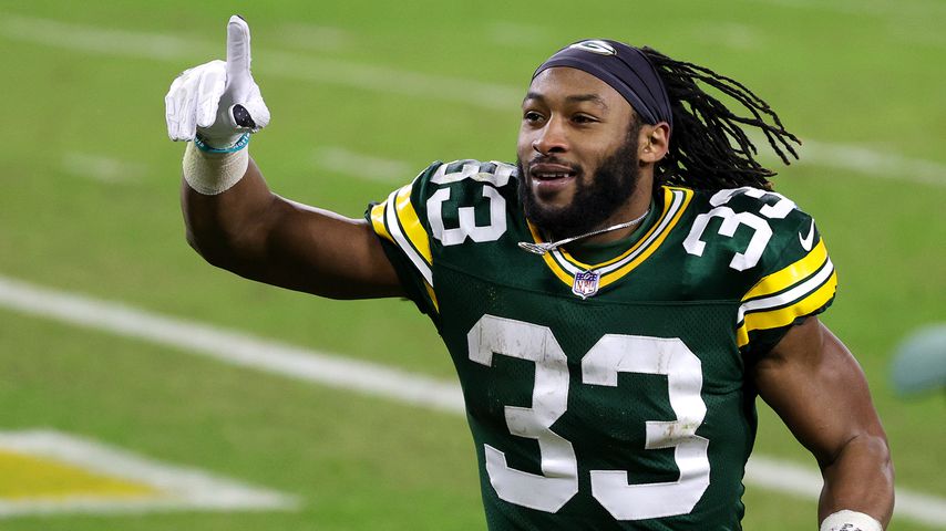 Aaron Jones bei einem Spiel der Green Bay Packers in Wisconsin, Januar 2021