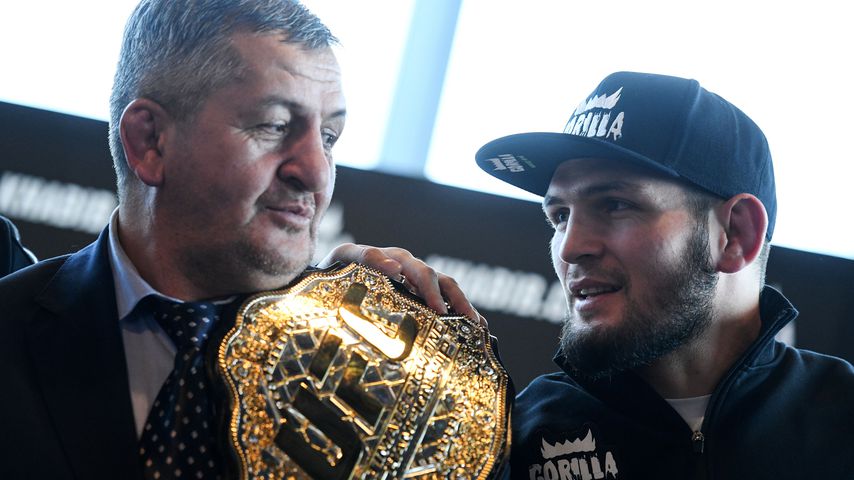 Abdulmanap Nurmagomedov und sein Sohn Khabib Nurmagomedov, November 2018