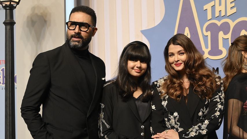 Abhishek Bachchan, seine Tochter Aaradhya und Aishwarya Rai Bachchan, Dezember 2023