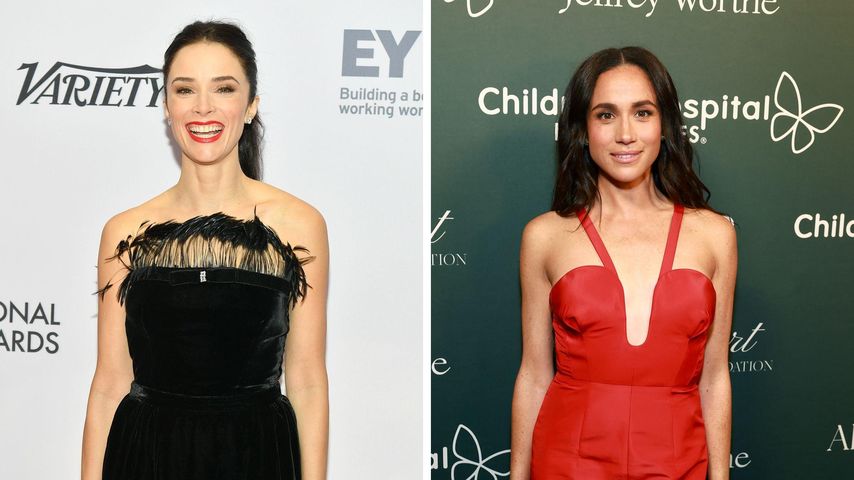 Collage: Abigail Spencer und Herzogin Meghan posieren