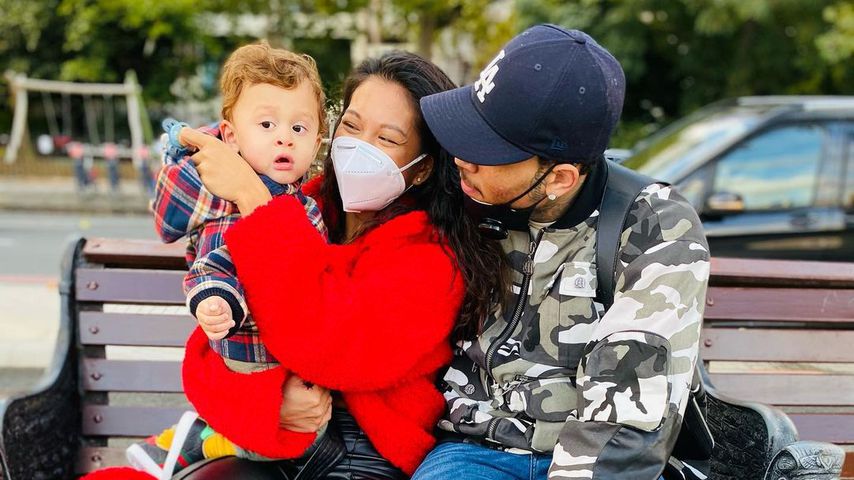 Aeko Brown, Ammika Harris und Chris Brown im Oktober 2020