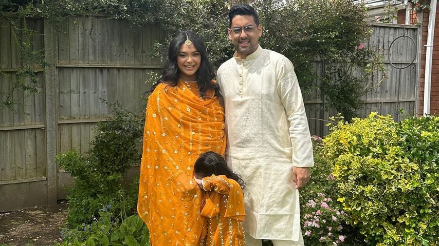 Afshan Azad-Kazi, Tochter Kyra und Ehemann Nabil Kazi im Juni 2024