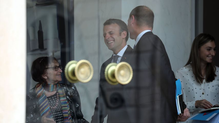 Agnes Heller mit Emmanuel Macron im Mai 2019