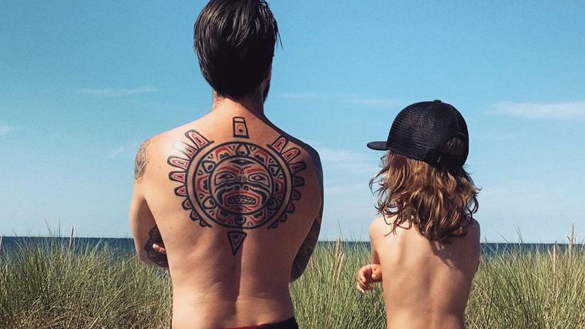 Alec Völkel und sein Sohn Charlie Joe, August 2020