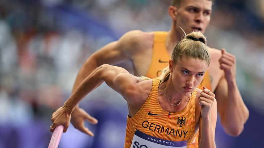 Alica Schmidt bei der 4x400 Meter Mixed-Staffel der Olympischen Spiele Paris 2024
