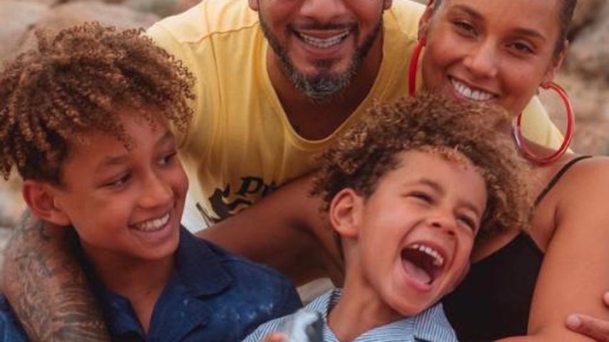 Alicia Keys mit ihrem Mann und ihren Söhnen Egypt und Genesis