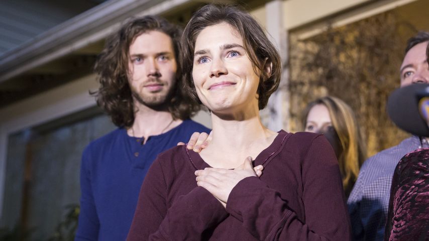 Amanda Knox vor der Presse, 2015
