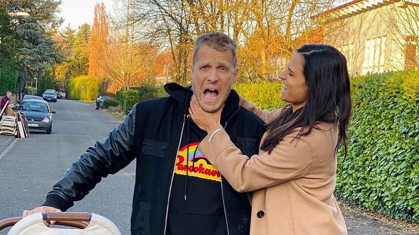 Amira Pocher mit ihrem Mann Oli und dem gemeinsamen Sohn, Januar 2020