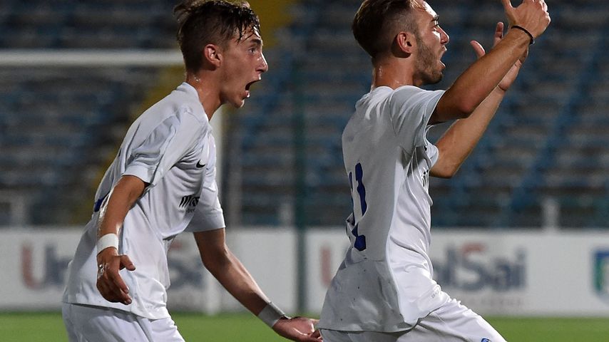 Andrea Rinaldi mit einem Mitspieler beim Spiel gegen FC Internazionale