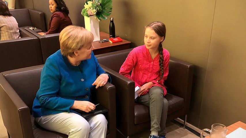Angela Merkel stellte sich für ein Greta-Thunberg-Foto an