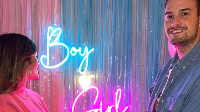 Anna Maria Damm und ihr Partner Julian bei ihrer Gender Reveal Party, 2022