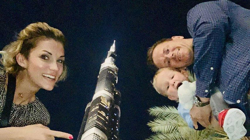 Anna-Maria Zimmermann mit ihrem Mann und ihrem Sohn in Dubai