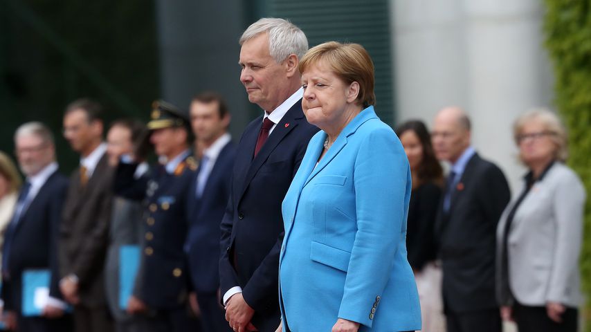 Angela Merkel beim Empfang des finnischen Minister Antti Rinne