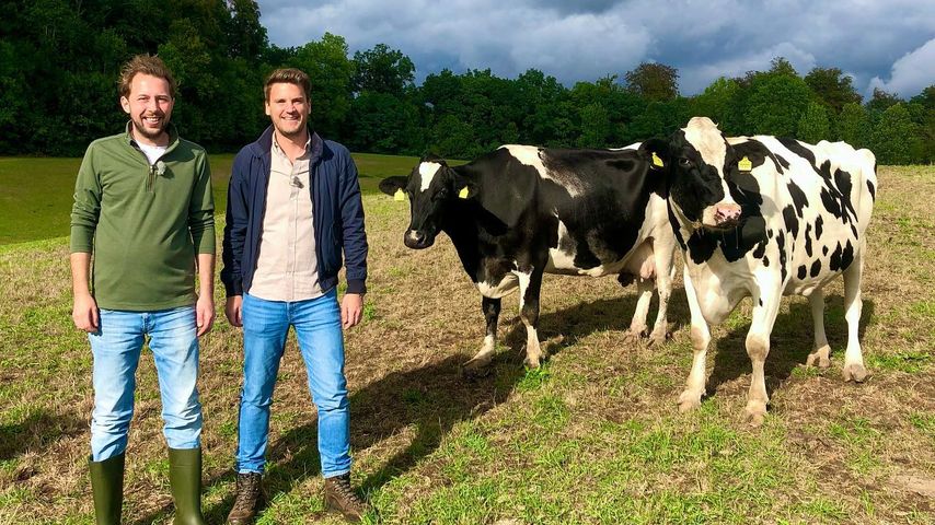 Arne und Ralf auf einer Kuhweide in Niedersachsen