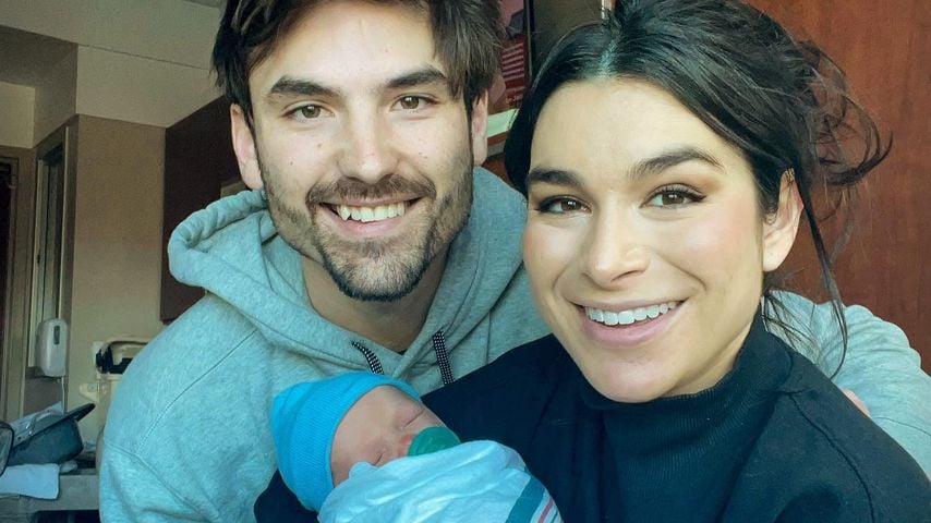 Ashley Iaconetti und Jared Haibon mit ihrem Sohn Dawson im Januar 2022