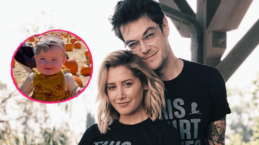 Süß! Ashley Tisdale mit Mann und Baby Jupiter auf Kürbisfarm