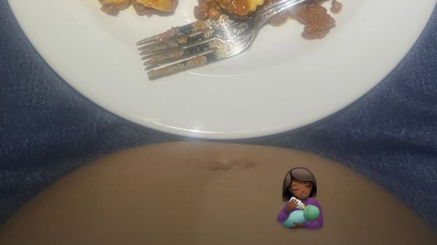 Rihannas Schoß mit Essen
