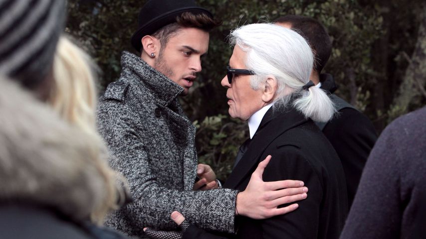 Baptiste Giabiconi und Karl Lagerfeld in Paris im Jahr 2013