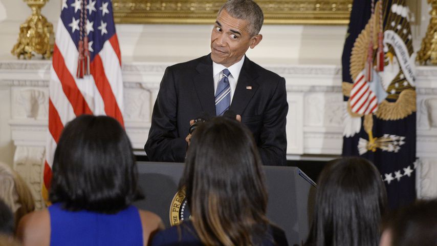 Barack Obama und seine Frau Michelle sowie seine Töchter Malia und Sasha