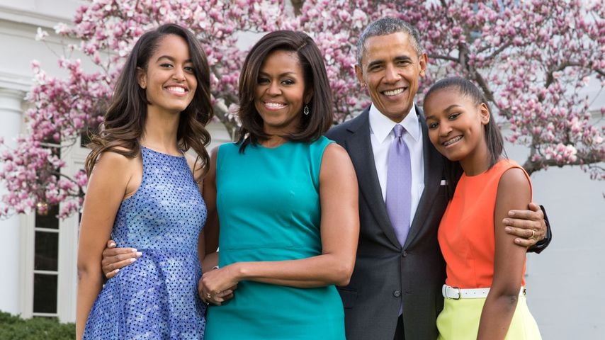 Barack Obama mit seiner Frau Michelle und seinen Töchtern Malia und Sasha