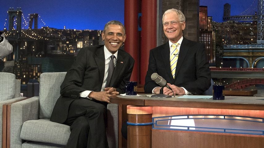 Barack Obama zu Gast bei David Letterman in der "Late Show" in New York, Mai 2015