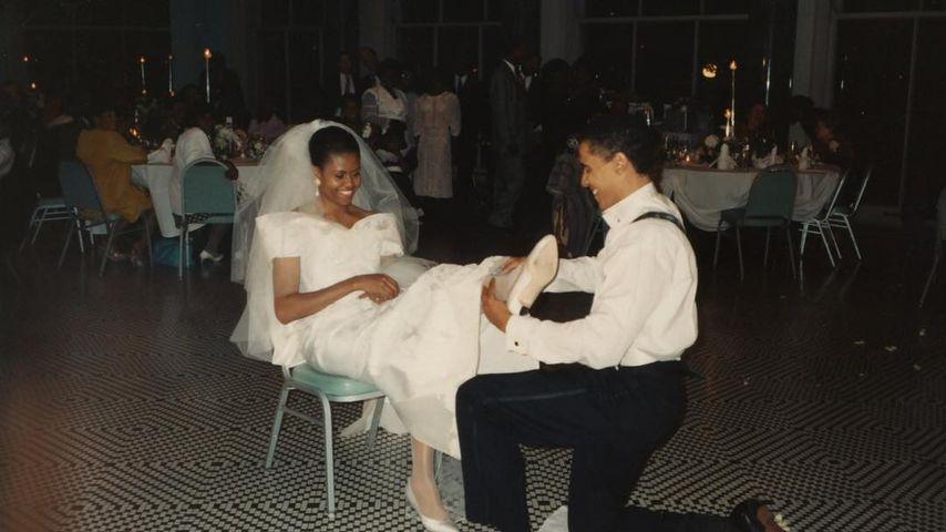 Barack und Michelle Obama auf ihrer Hochzeitsfeier im Oktober 1992