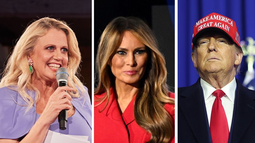 Collage: Barbara Schöneberger, Melania Trump und Donald Trump