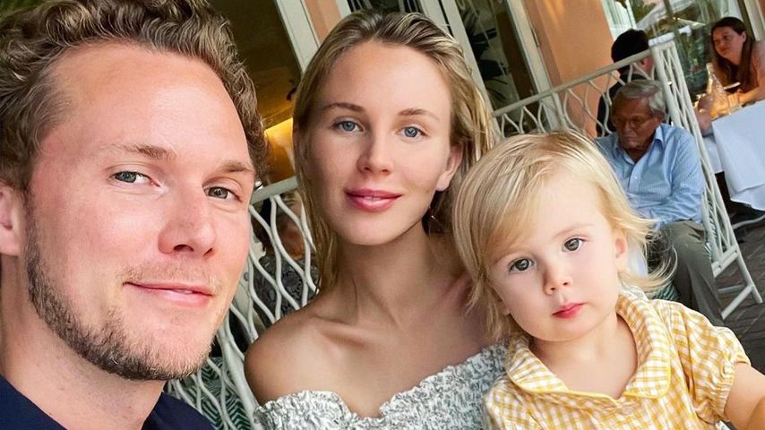 Barron Hilton mit seiner Frau Tessa und seiner Tochter, April 2022