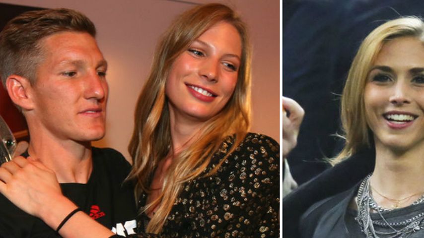 Schweinsteiger übt das Kicken mit seiner Sarah