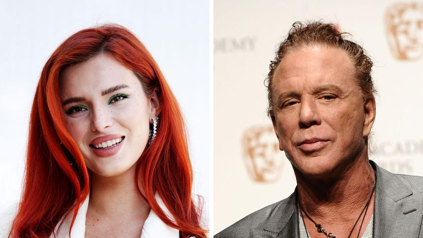 Collage: Bella Thorne und Mickey Rourke