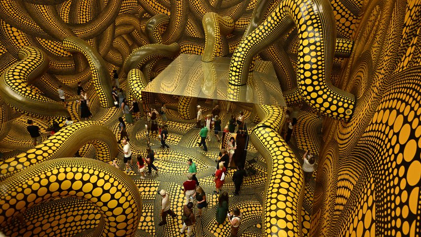 Besucher erleben Yayoi Kusamas "Infinity Mirrored Room" am letzten Ausstellungstag im Museum Ludwig in Köln