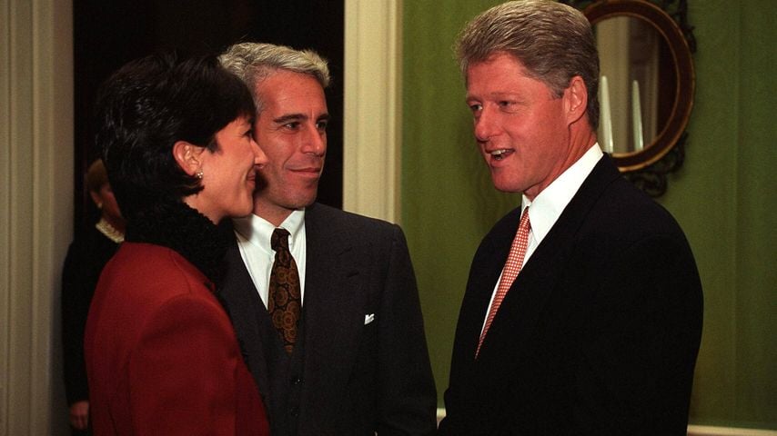 Bill Clinton im Gespräch mit Jeffrey Epstein und Ghislaine Maxwell bei einem Event im Weißen Haus, Washington, 29. September 1993