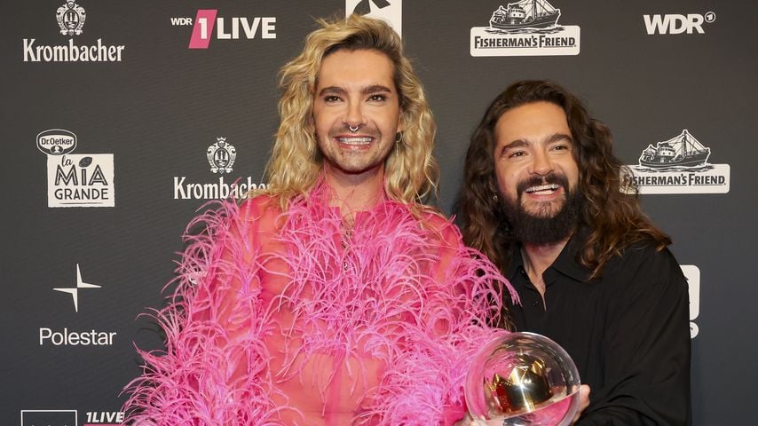 Bill und Tom Kaulitz mit ihrer 1Live Krone, November 2023